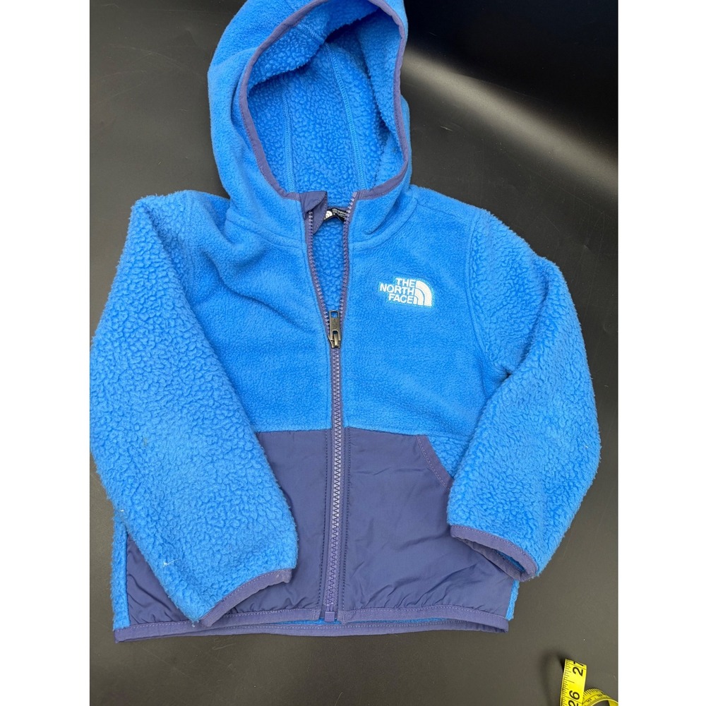 The North Face Kids Blue Full Zip Hooded Sherpa Fleece Jacket Size 3